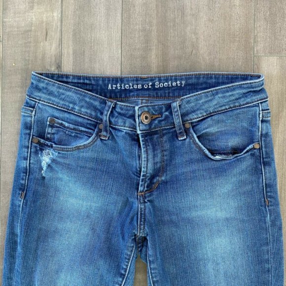 Articles Of Society Skinny Ankle Jeans Women’s 25x28 Jeggings Med Wash Low Rise - Picture 3 of 7